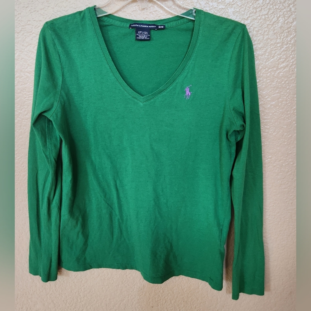 Polo by Ralph Lauren Green V-Neck Top